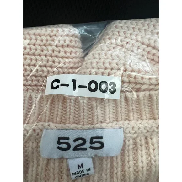 525 America V-Neck Puff Sleeve Knit Sweater Medium Womens Pink - Picture 17 of 17